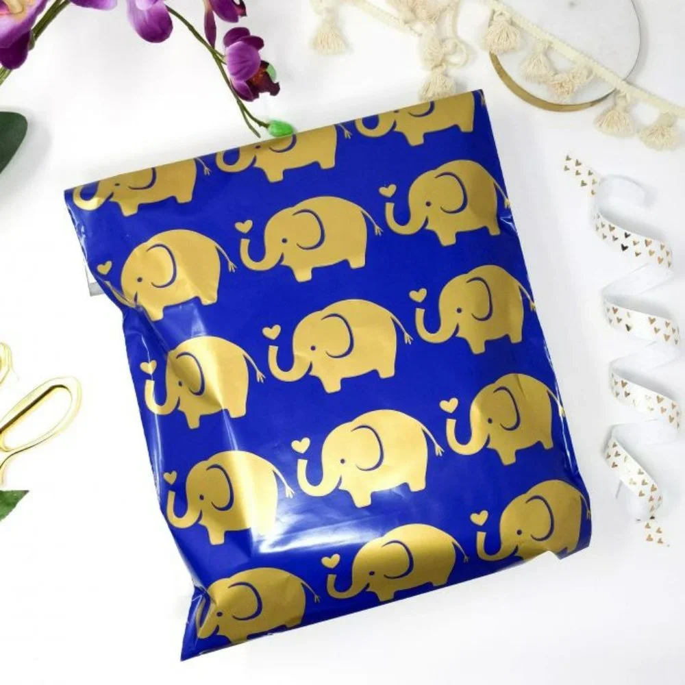 25 Pcs Gold Elephant Design Poly Mailers 6